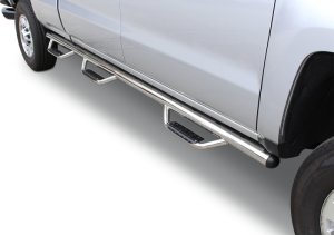 Chevrolet Silverado 2500HD Side Steps - Front + Rear - Go Rhino - Dominator D3 1-Piece - SS - `11-`13